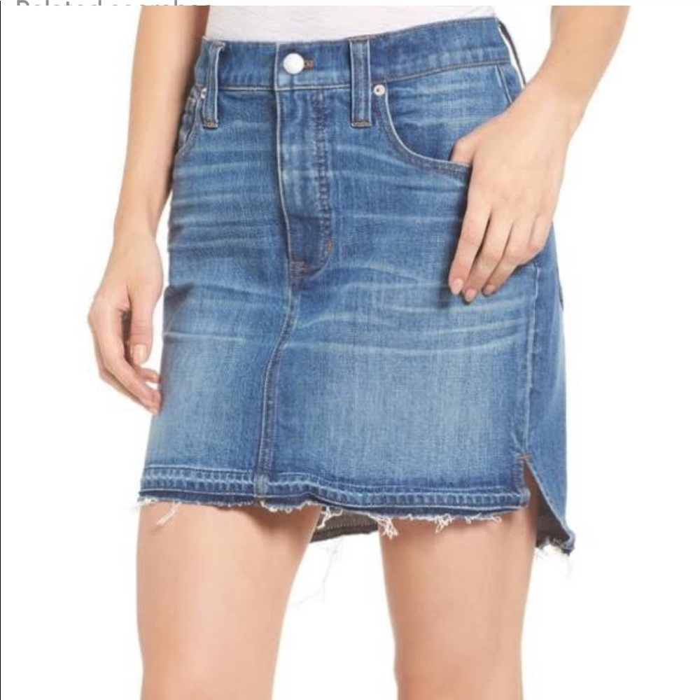 Madewell Distressed Step Hem Denim Skirt